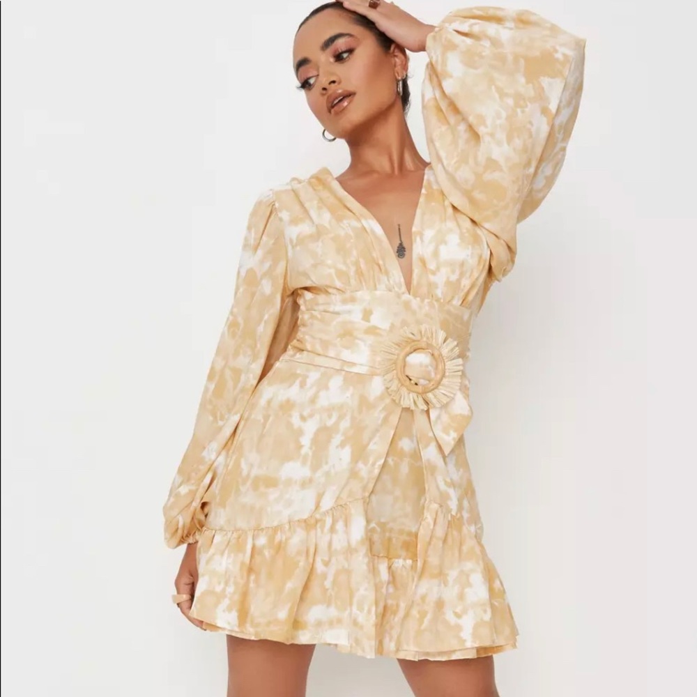 Missguided Petite Yellow Tie Dye Dress
